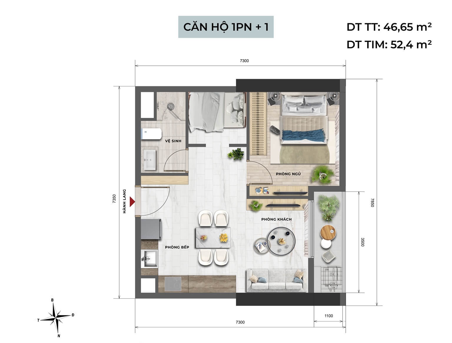 căn hộ 1 phòng ngủ dự án alluvia city văn giang hưng yên