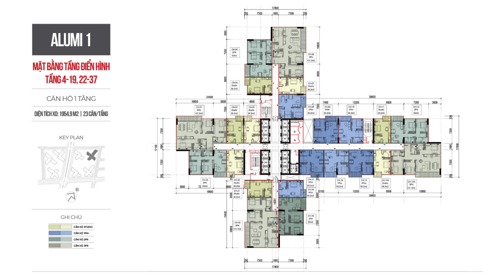 Mặt bằng tòa Alumi 1 dự án Alluvia City Văn Giang