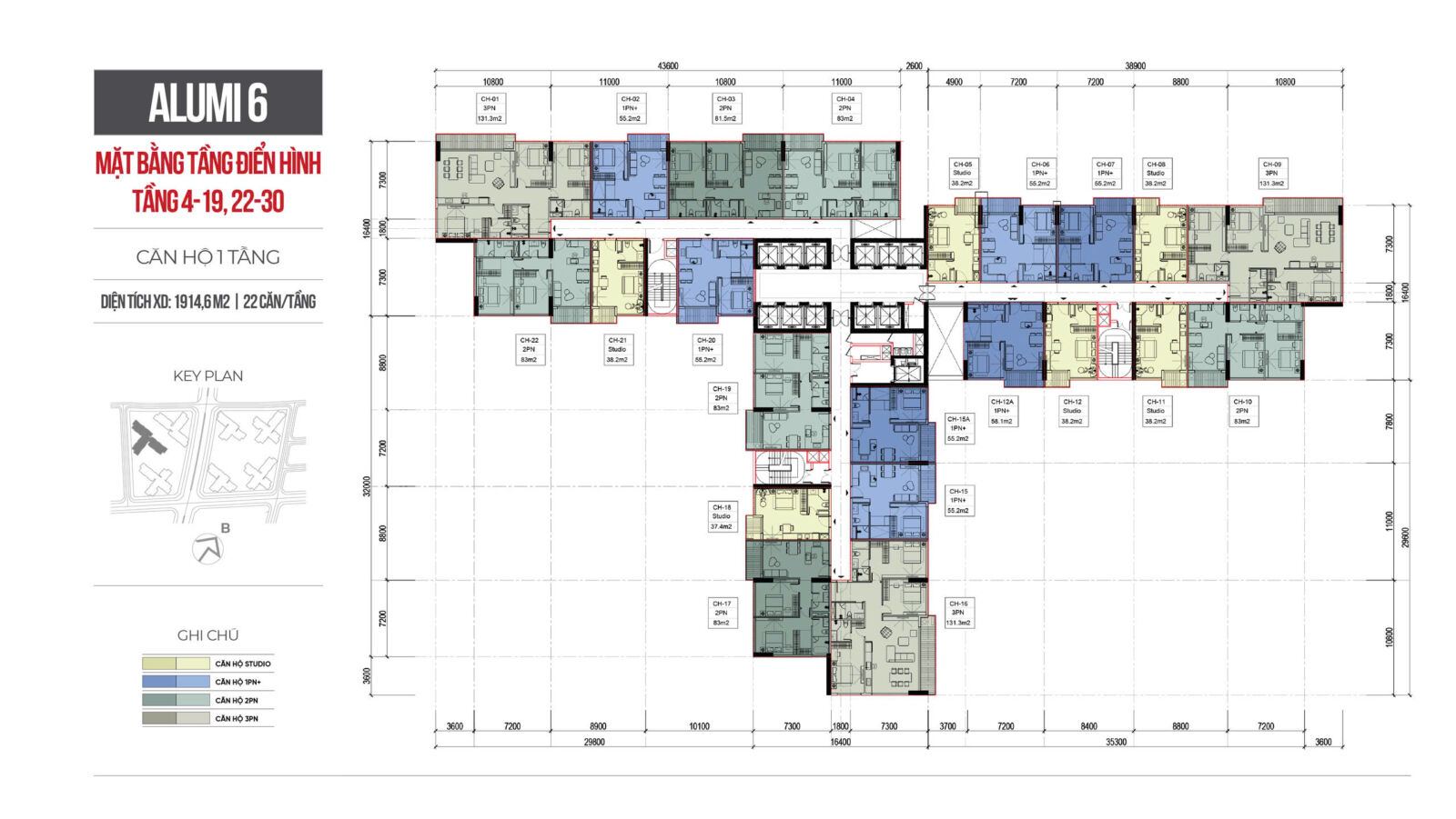 Mặt bằng tòa Alumi 6 dự án Alluvia City Văn Giang