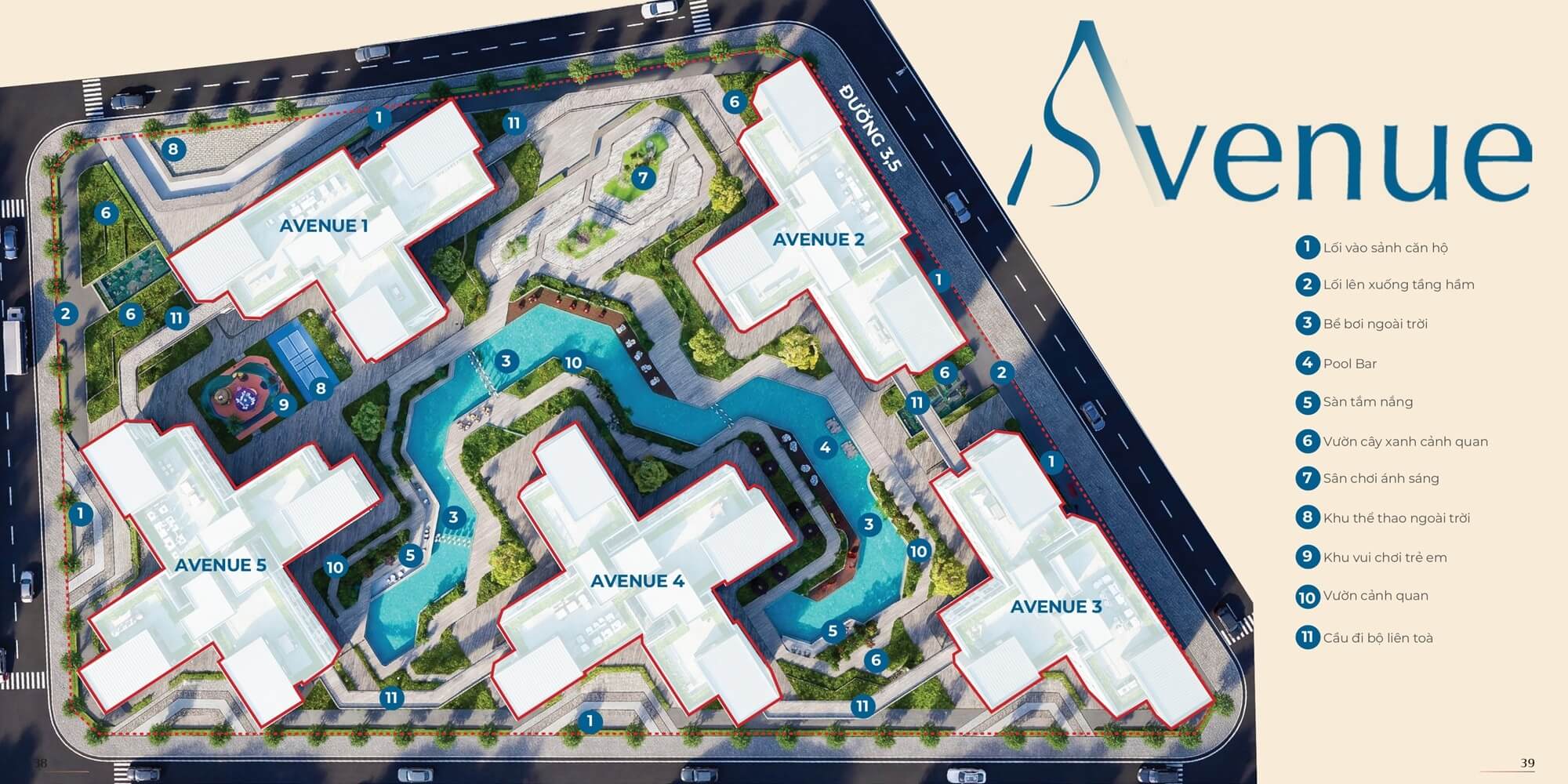 mặt bằng tổng thể dự án avenue alluvia city văn giang hưng yên