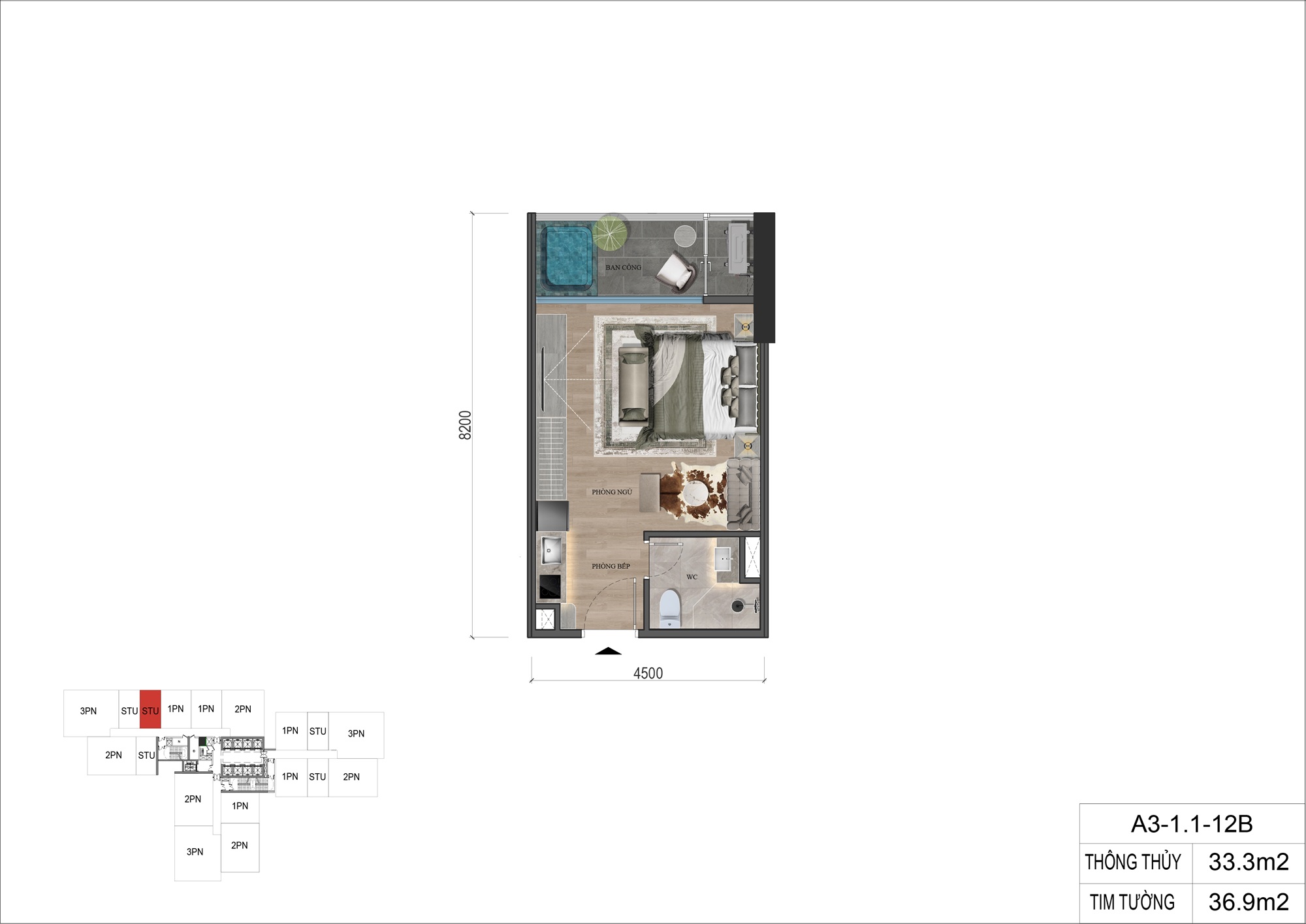 thiết kế căn hộ studio alluvia sunshine marina hưng yên